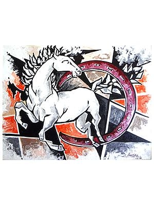 Horse Abstract | Acrylic On Canvas Board | By Santosh Narayan Dangare