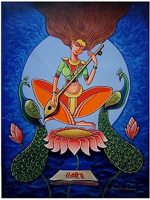 Goddess Saraswati | Acrylic on Canvas | By Santosh Narayan Dangare