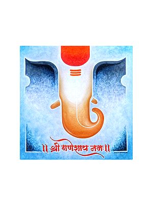 Large Ears Ganesha | Acrylic On Canvas | By Santosh Narayan Dangare