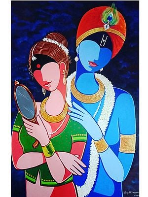 Radha Krishna (Bond Of Love) | Acrylic On Canvas | By Santosh Narayan Dangare