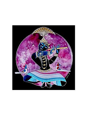 Samik De's Shirnathji: A Serene Musical Deity Artwork