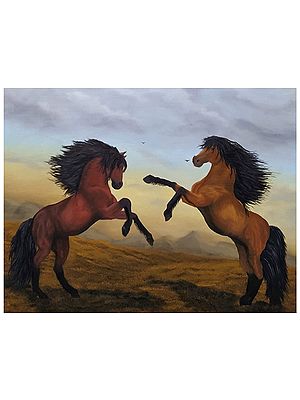 Horse Battle | Oil on Canvas | By Karthik