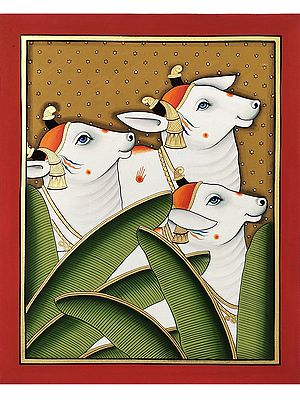 Pichwai Cows Painting | Natural Color on Cloth | By Jagriti Bhardwaj