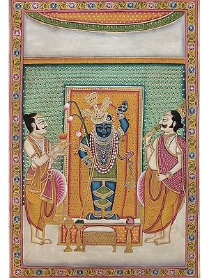 Devotion Of Shrinathji | Natural Color On Cloth | By Praveen Munot