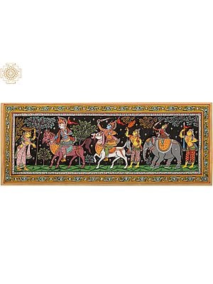 Kanchi Ahijaan Patachitra Painting | Natural Color Painting on Tussar Silk