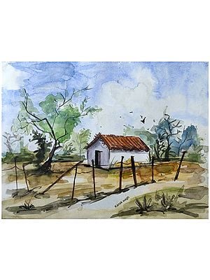 Painting of Village Landscape | Watercolor Art by Kanak Wagh