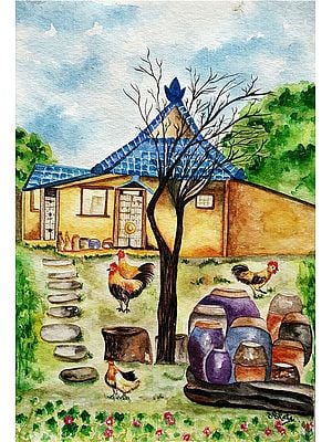 Village Landscape | Watercolor On Paper | By Salisalima Ratha