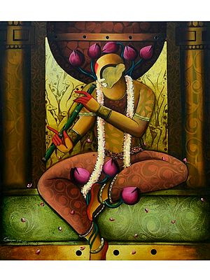 The Enchanting Flute | Acrylic On Canvas | By Anupam Pal