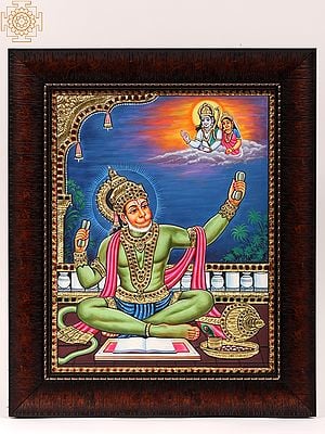 Ram Bhakt Hanuman Framed Tanjore Painting