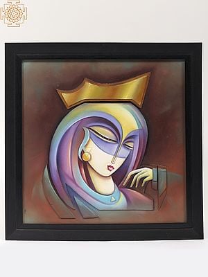 Crowned Lady - 3D Painting | Oil on Canvas with Wood