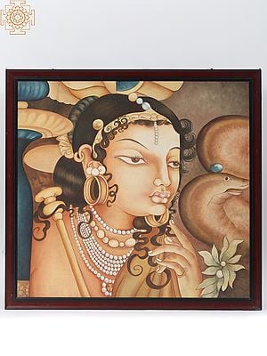 Painting of Ajanta Lady | Framed Oil Painting