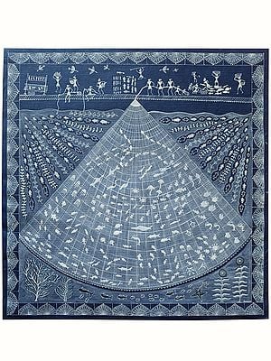 The Fishnet Warli Art by Hema Minakshi | Acrylic on Handmade Paper
