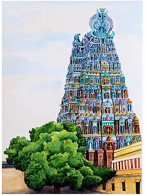 Madurai'S Pride - Temple | Watercolor On Paper | By Rohini R Sundar