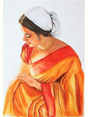 Demure In Silks | Watercolor On Paper | By Rohini R Sundar