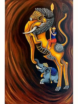 Yaali And The Warrior | Acrylic On Canvas | By Rohini R Sundar