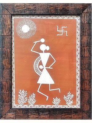 Warli Celebration with Framed | Watercolor on Handmade Paper | By Gaurav Rajput