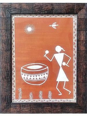 Celebration of Life Framed Warli Painting | Watercolor on Handmade Paper | By Gaurav Rajput