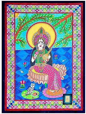 Painting of Goddess Lakshmi | Watercolor on Paper | By Chetansi
