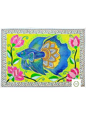 Mithila Fish Paintings | Watercolor on Paper | By Chetansi