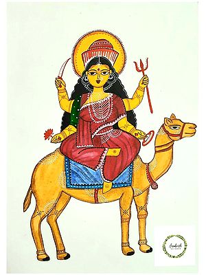 Goddess Dashama - Kalighat Art | Watercolor on Paper | By Chetansi