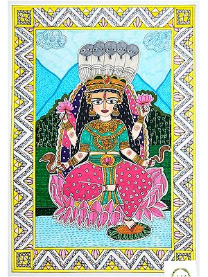 Manasa Devi - Mithila Painting | Watercolor on Paper | By Chetansi