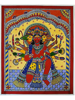 Panch Mukhi Hanuman | Acrylic Color On Paper | By Sneha Gupta
