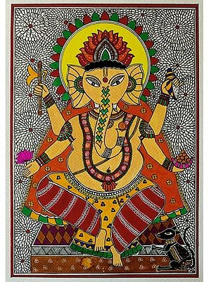 Lord Ganesha | Acrylic Color and Black Pigment Pen on Paper | By Sneha Gupta