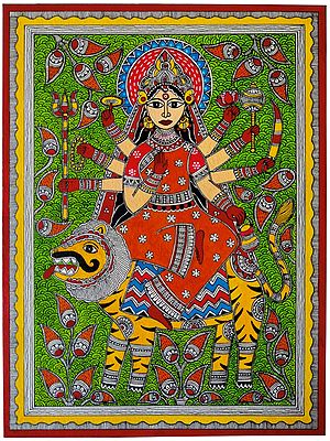 Maa Durga | Acrylic Color on Paper | By Sneha Gupta