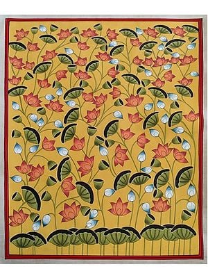 Kamal Talai Pichwai Painting | Natural Color On Cotton Cloth | By Jagriti Bhardwaj