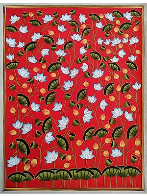Blooming Lotus Flowers | Natural Color on Cotton Cloth | By Jagriti Bhardwaj