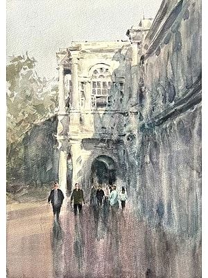 Outside View Of Building | Watercolor On Paper | By Sagnik Sen