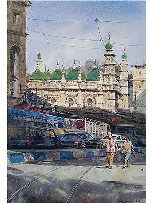 Roadside Dargah View | Watercolor On Paper | By Sagnik Sen