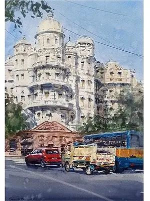 Esplanade Mansions of Kolkata | Watercolor on Paper | By Sagnik Sen