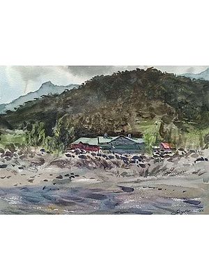 Peaceful Landscape | Watercolor on Paper | By Sagnik Sen