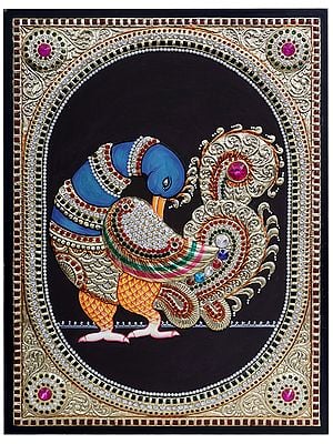 Exquisite Bird Peacock with Stone Work | Traditional Colour With 24 Karat Gold