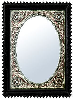 Mirror With Stone Work | Traditional Colour With 24 Karat Gold | With Frame