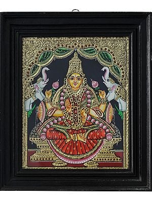 Gajalakshmi - A Form of Ashta Lakshmi | Traditional Colors with 24 Karat Gold | With Frame