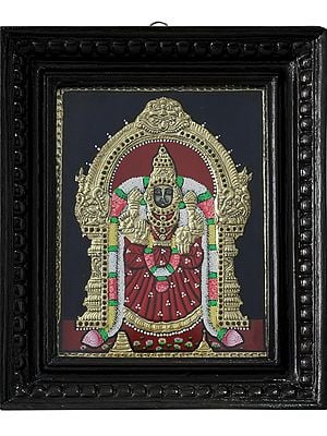 Goddess Padmavathi Tanjore Painting | Traditional Colors with 24 Karat Gold | With Frame