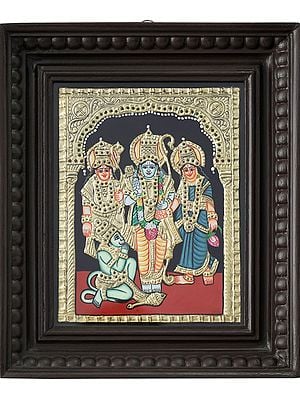 Ram Darbar Tanjore Painting with Frame | Traditional Colors with 24 Karat Gold