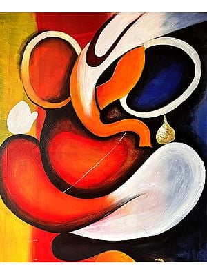Lord Ganesha Abstract Painting | Acrylic On Canvas