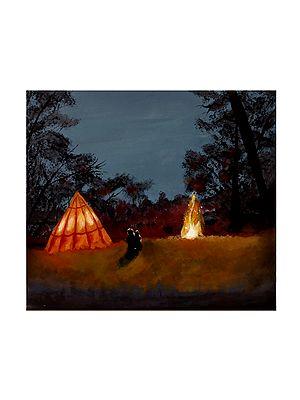 Night Camping In Forrest | Canvas Painting
