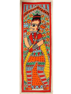 Standing Lord Hanuman | Madhubani Painting