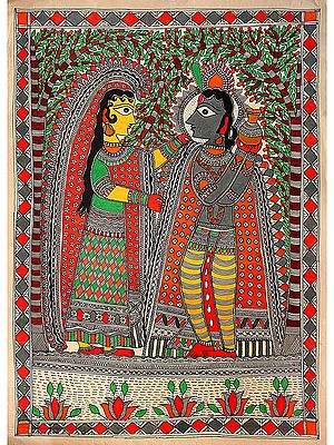 Multicolour Radha Krishna | Madhubani Painting