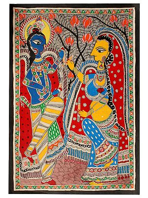 Dancing Radha Krishna | Madhubani Painting