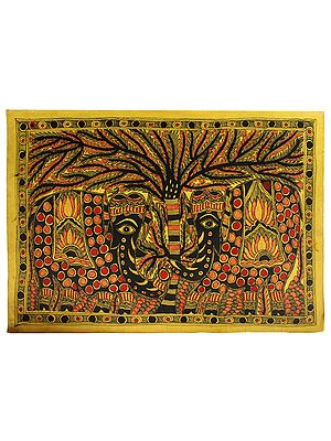 Two Elephants - Traditional Art | Madhubani Painting