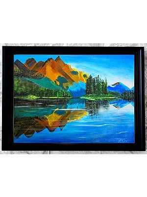 Lake Beside Hills Landscape | Acrylic On Canvas