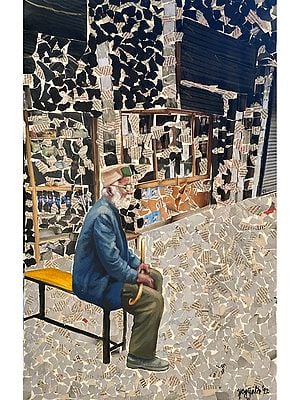 Old Man Paper Collage Painting | Artwork By Yogyata Gadia