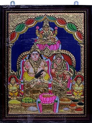 Lakshmi Kubera : Deities Of Wealth | Traditional Colors with 24 Karat Gold l With Frame