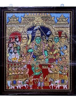Rama Pattabhishekam : The Coronation Ceremony  | Traditional Colors with 24 Karat Gold l With Frame