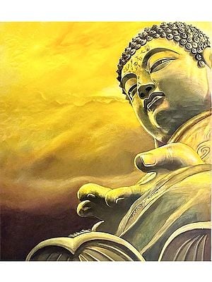 Peaceful Buddha Yellow Painting | Acrylic On Canvas